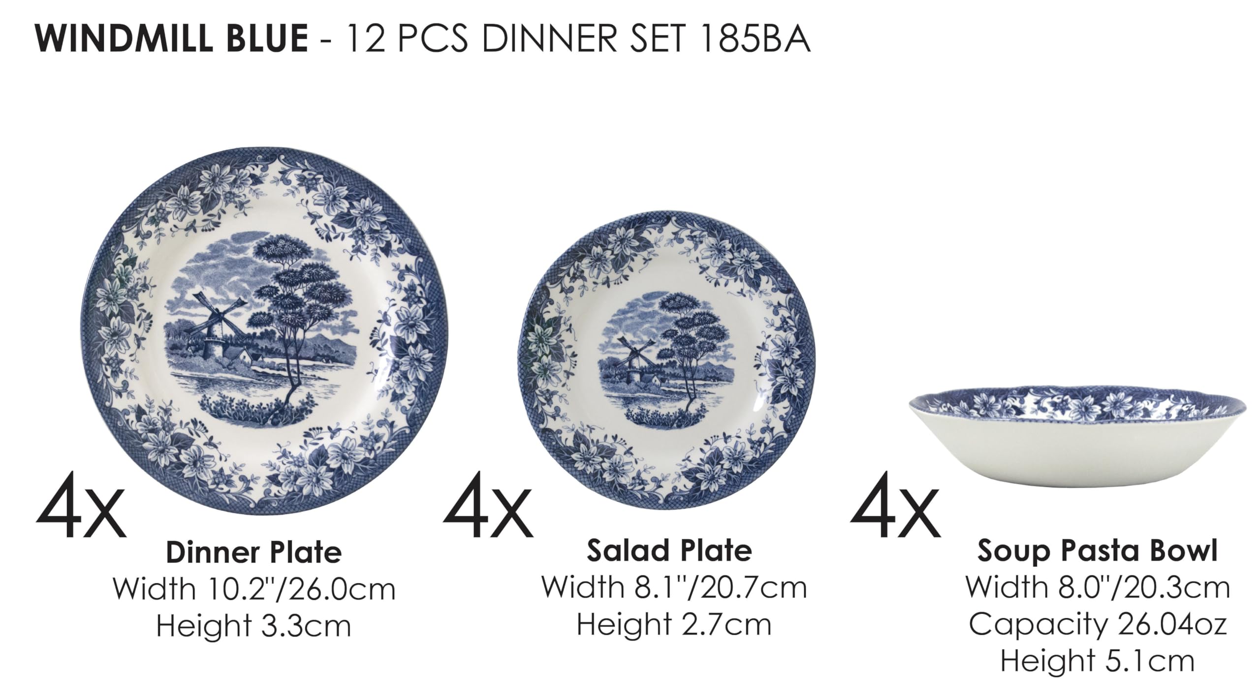 Amazon.com | TUDOR ROYAL 12-Piece Porcelain Round Dinnerware Set
